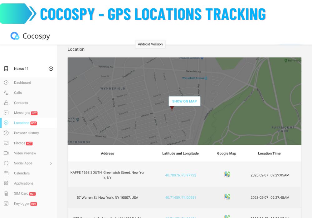 Cocospy - GPS Locations Tracking