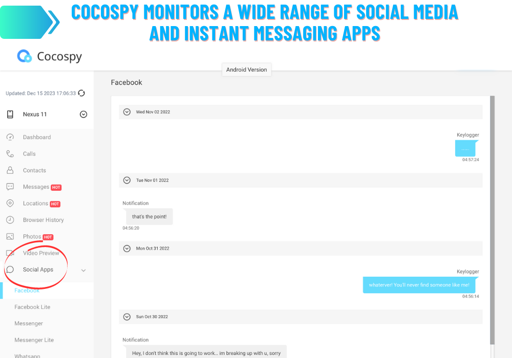 Cocospy Monitors Apps