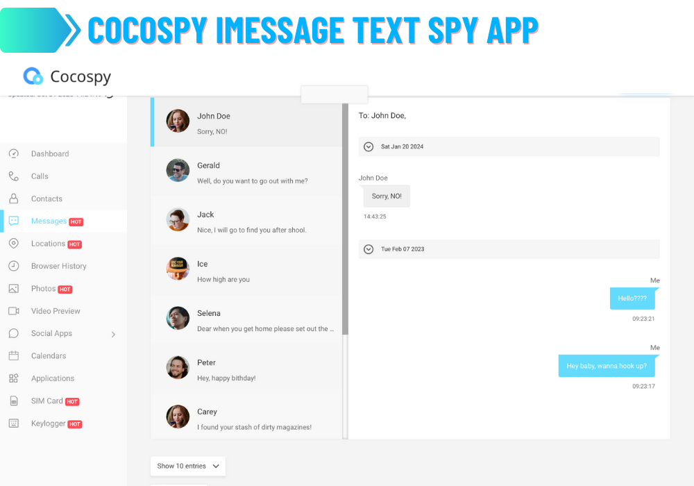 Cocospy iMessage Aplicación espía de texto