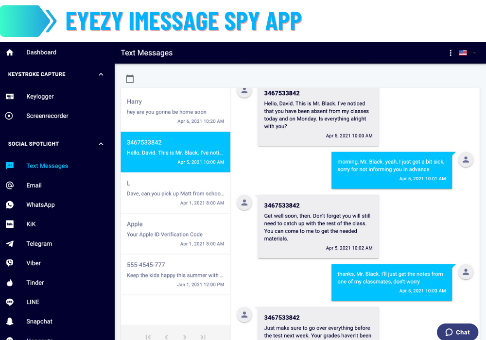 Aplicativo espião EyeZy iMessage