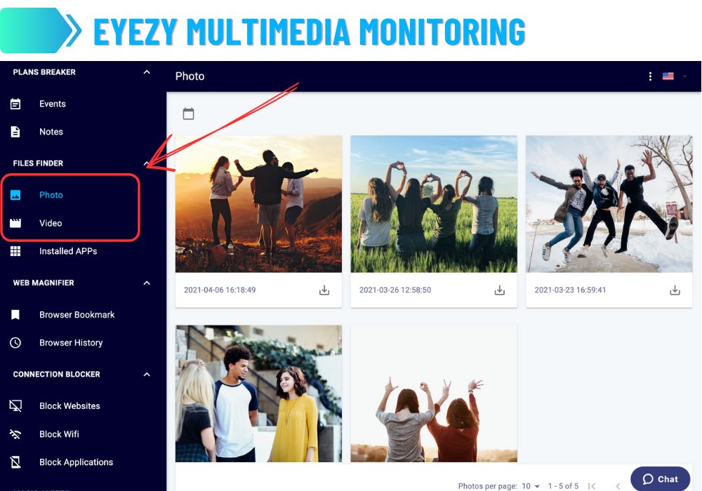 Eyezy Multimedia-Überwachung