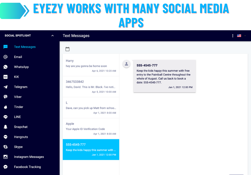 Eyezy toimii sosiaalisten sovellusten kanssa