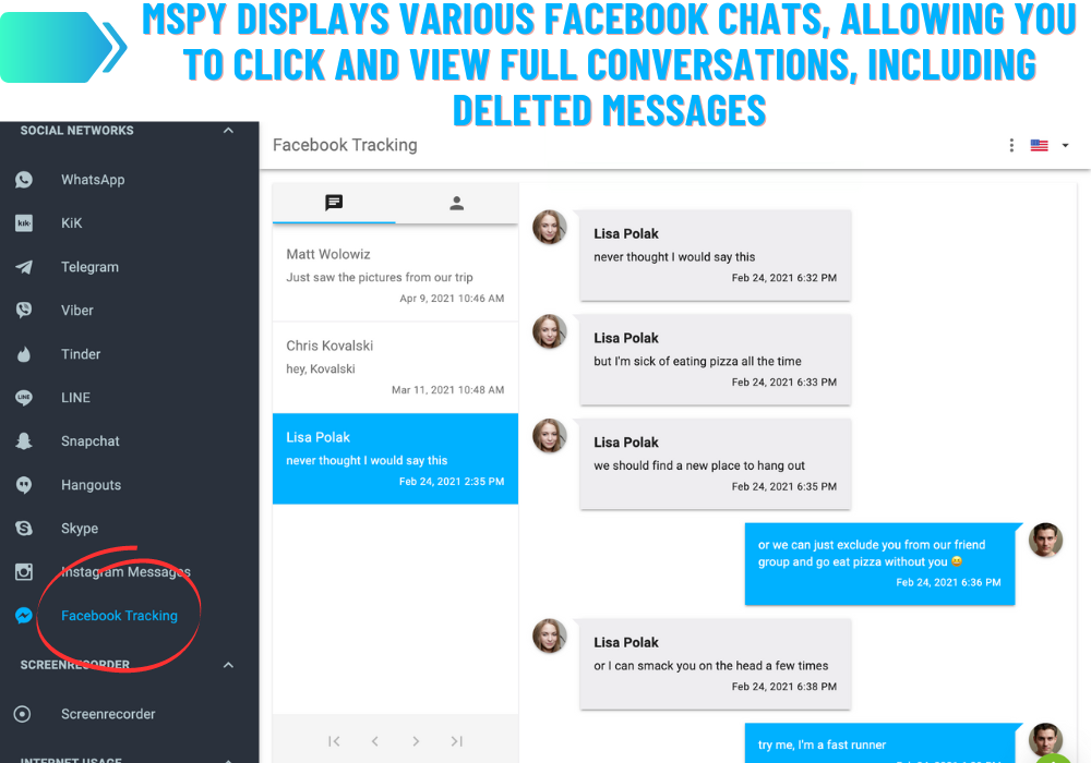 Facebook Seguimiento con mSpy