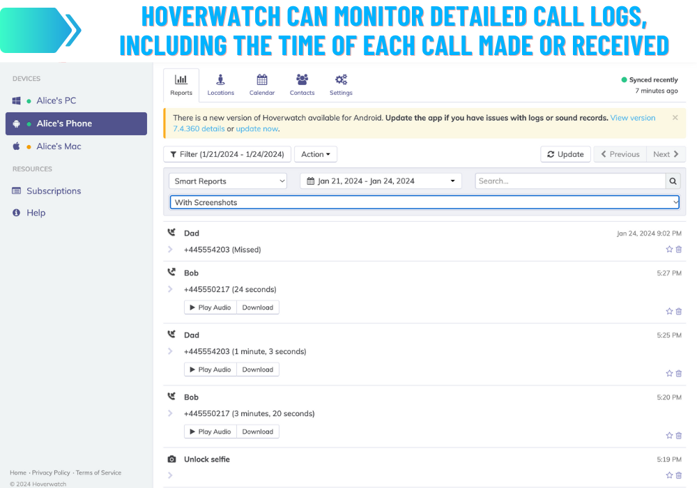 Hoverwatch Whatsapp-Protokolle
