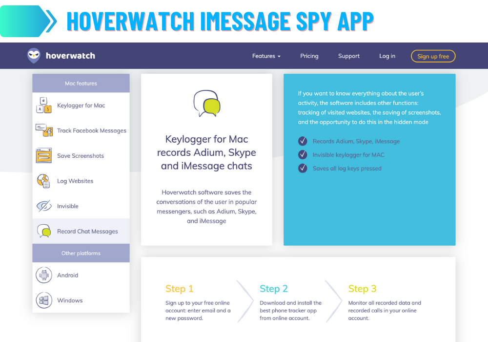 Hoverwatch iMessage Aplicación espía