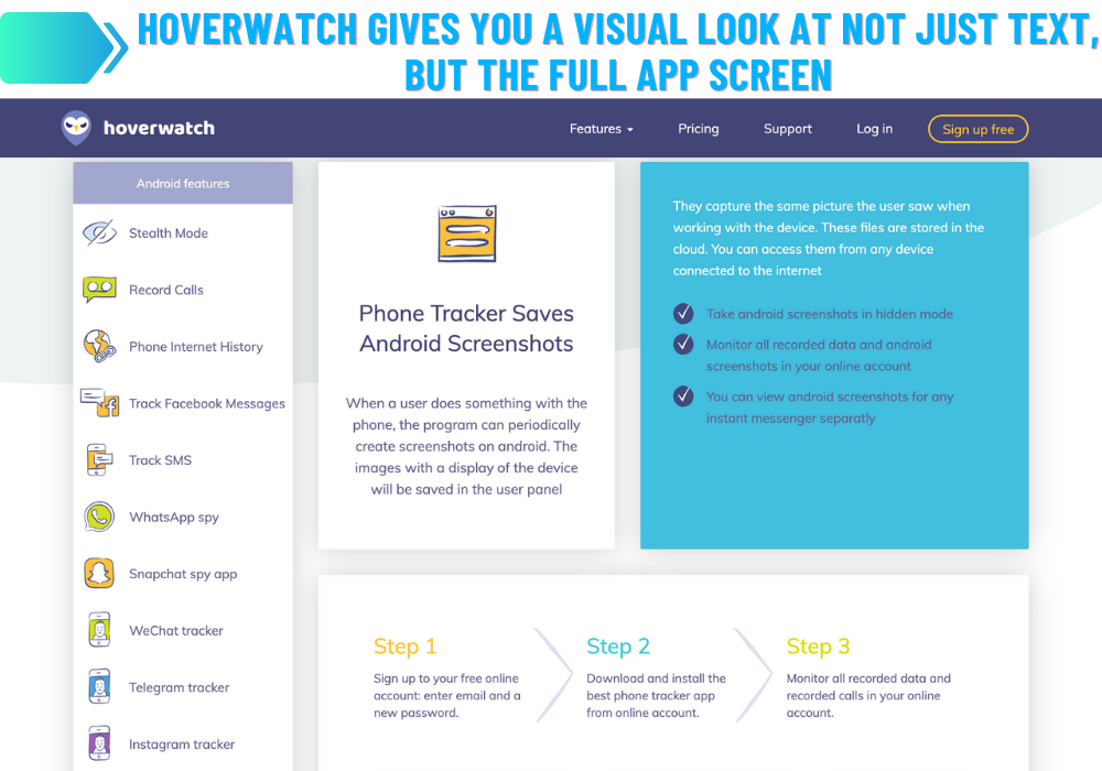 Hoverwatch ekran görüntüsü merkezli yaklaşım