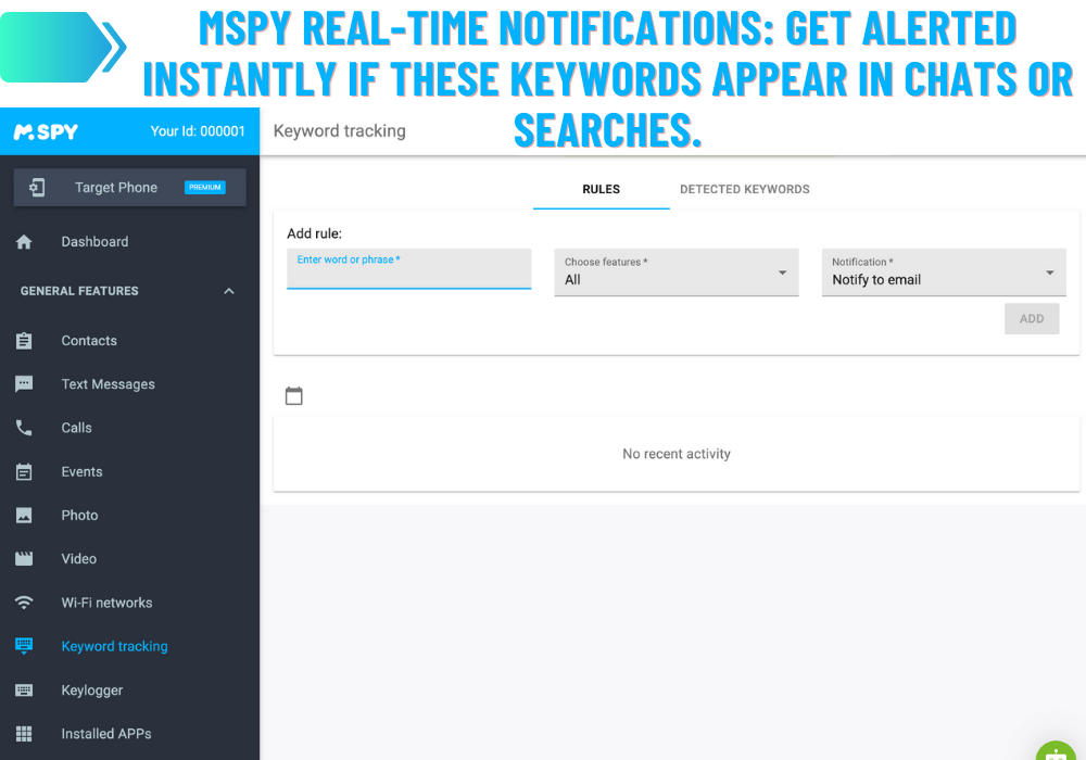 Notifications en temps réel de Mspy