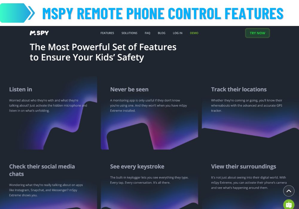 Recursos do controle remoto do telefone Mspy