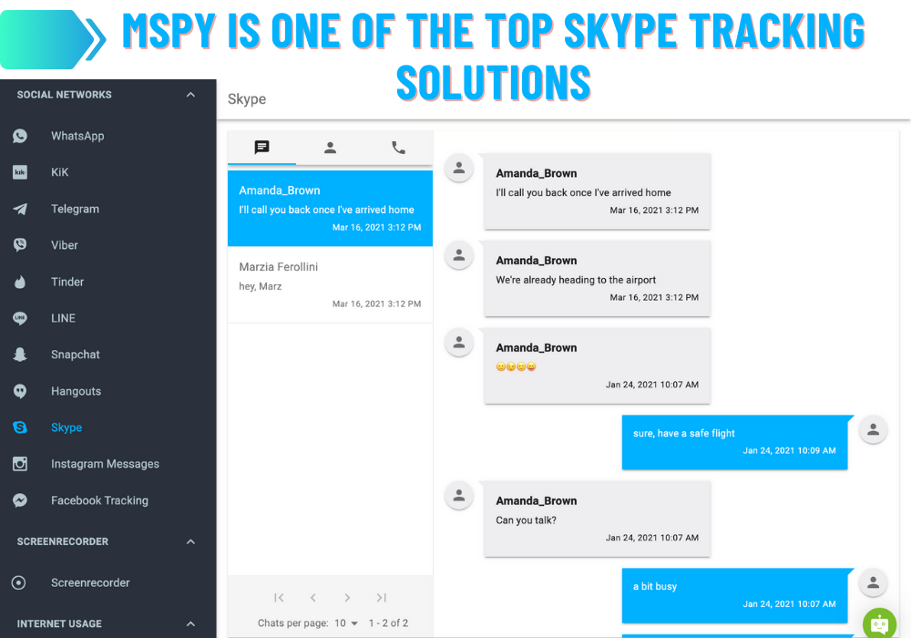 mSpy Skype Seguimiento