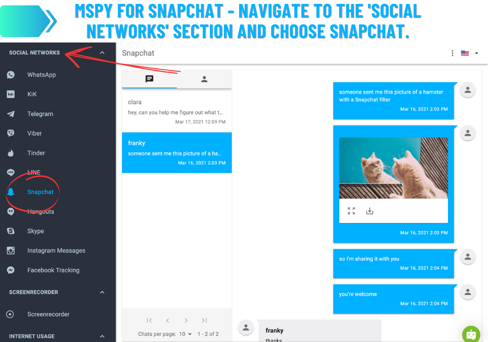 mSpy pour Snapchat