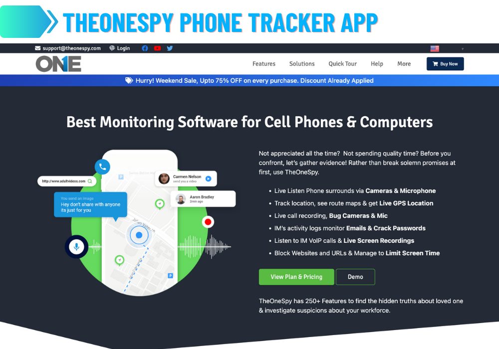 Aplicativo de rastreamento de telefone TheOneSpy