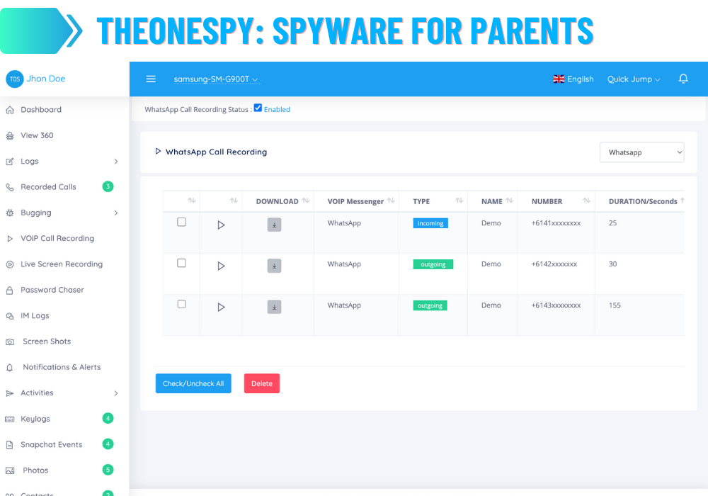 TheOneSpy Spyware für Eltern