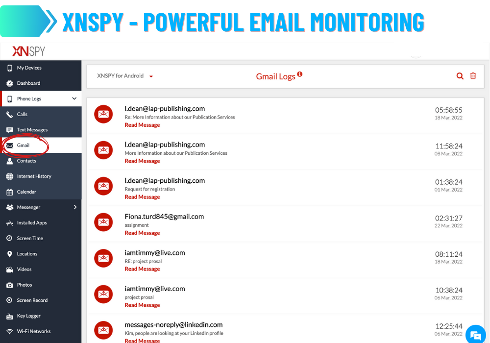 XNSpy - Monitoramento de e-mail poderoso