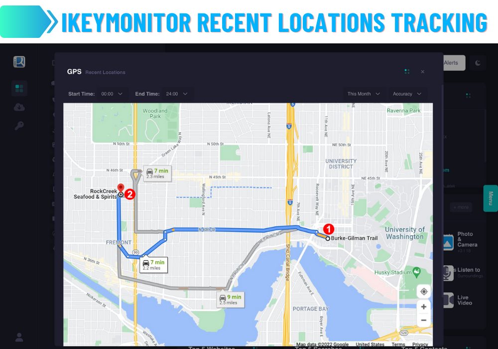 Seguimiento de ubicaciones recientes de iKeymonitor