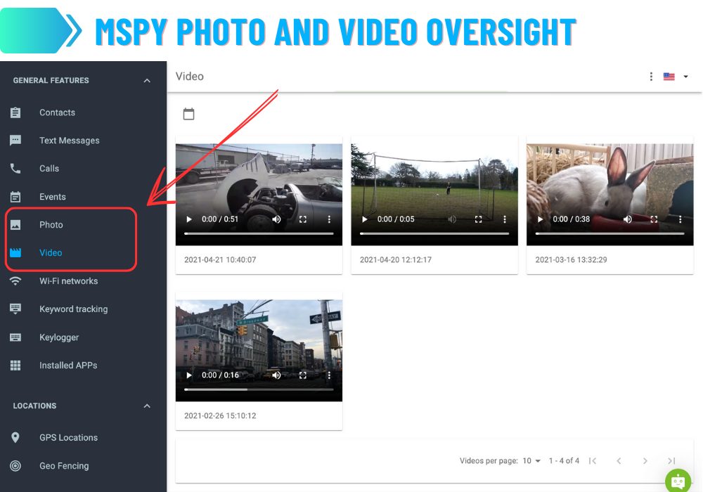 Pengawasan foto dan video mSpy