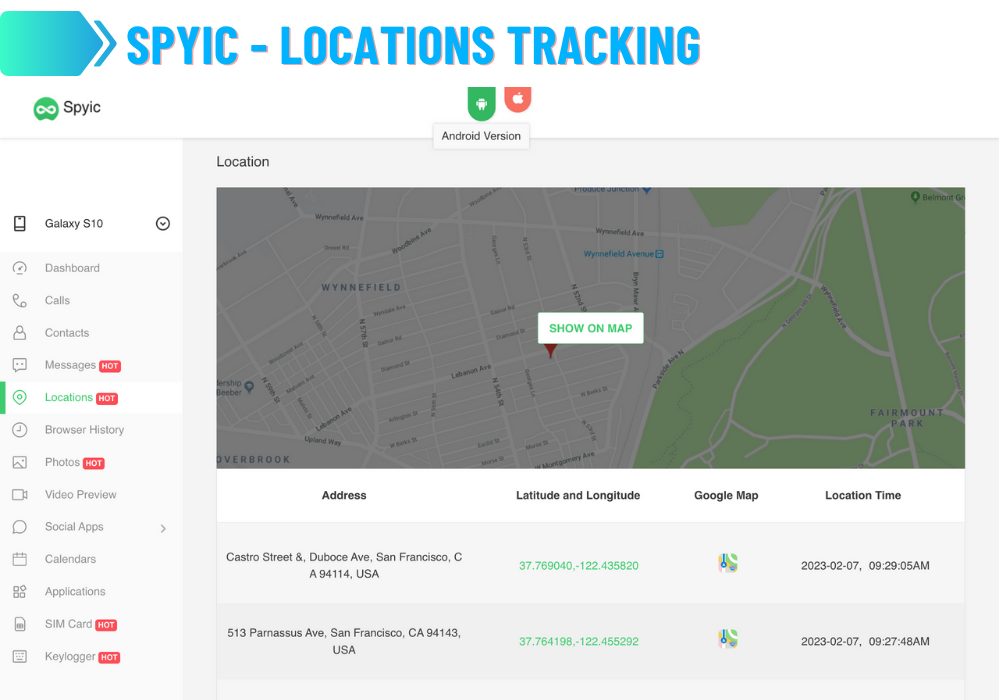 Spyic - Locations Tracking
