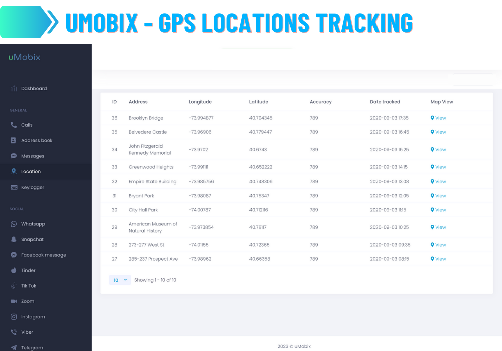 uMobix - Rastreamento de locais por GPS