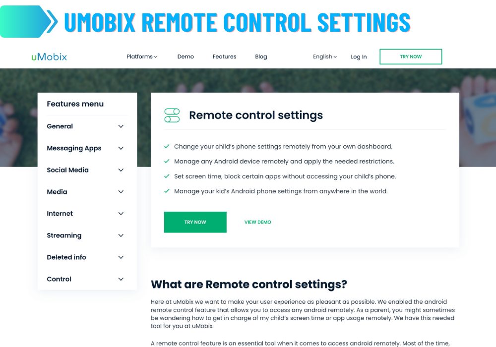 uMobix Configurações do controle remoto