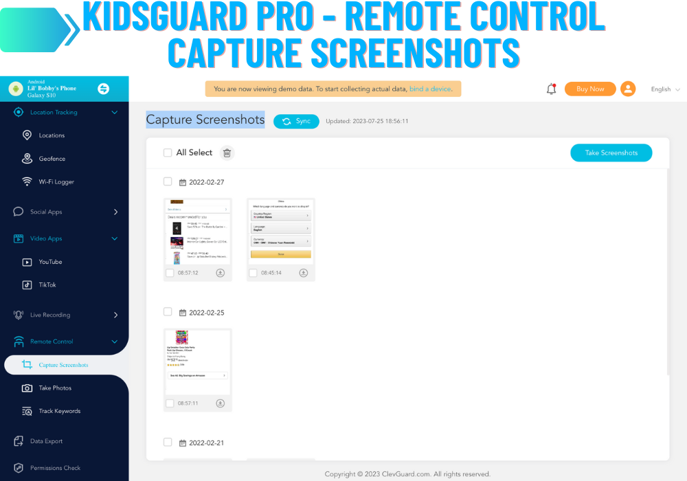 KidsGuard Pro - Remote Control Capture Screenshots