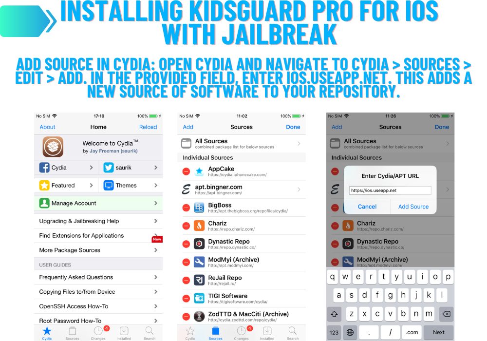 Kidsguard Pro - Lisää lähde Cydiassa