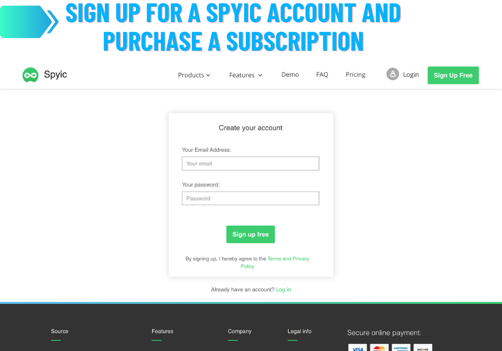 Créer un compte Spyic et acheter un abonnement