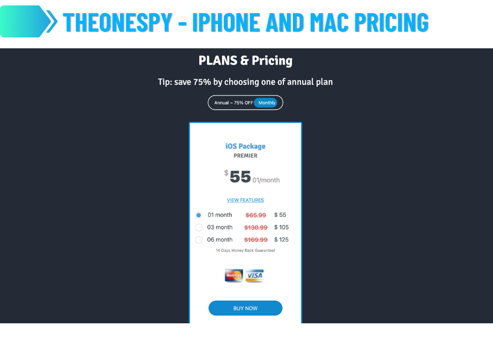 TheOneSpy - Prix pour iPhone et Mac