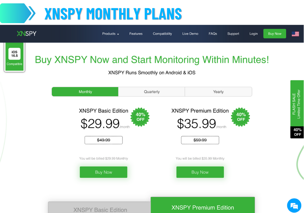 Planos mensais do XNSPY