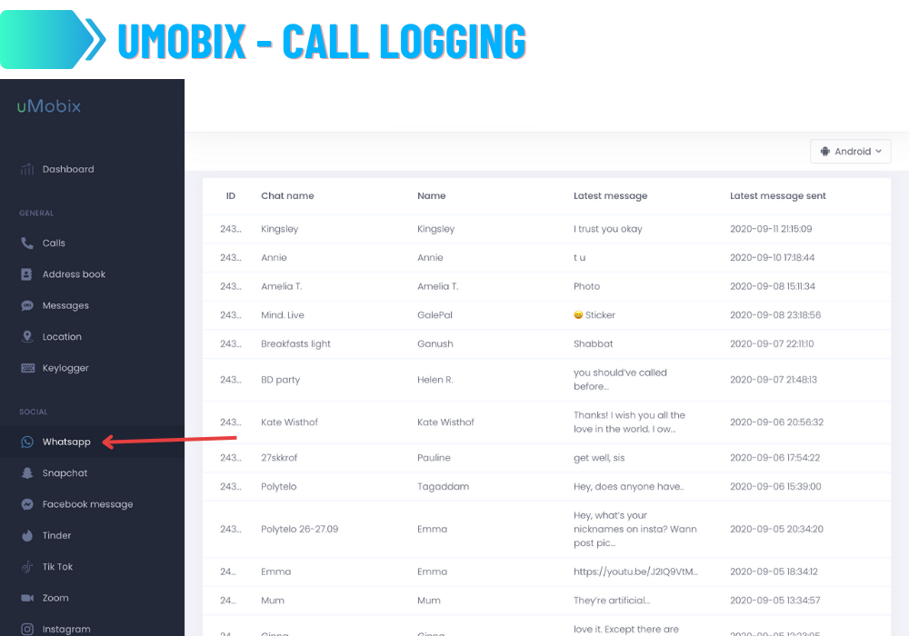 uMobix - Registro de llamadas