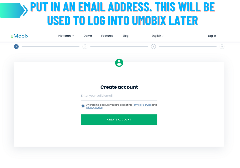 Umobix Sign Up -sähköpostiosoite
