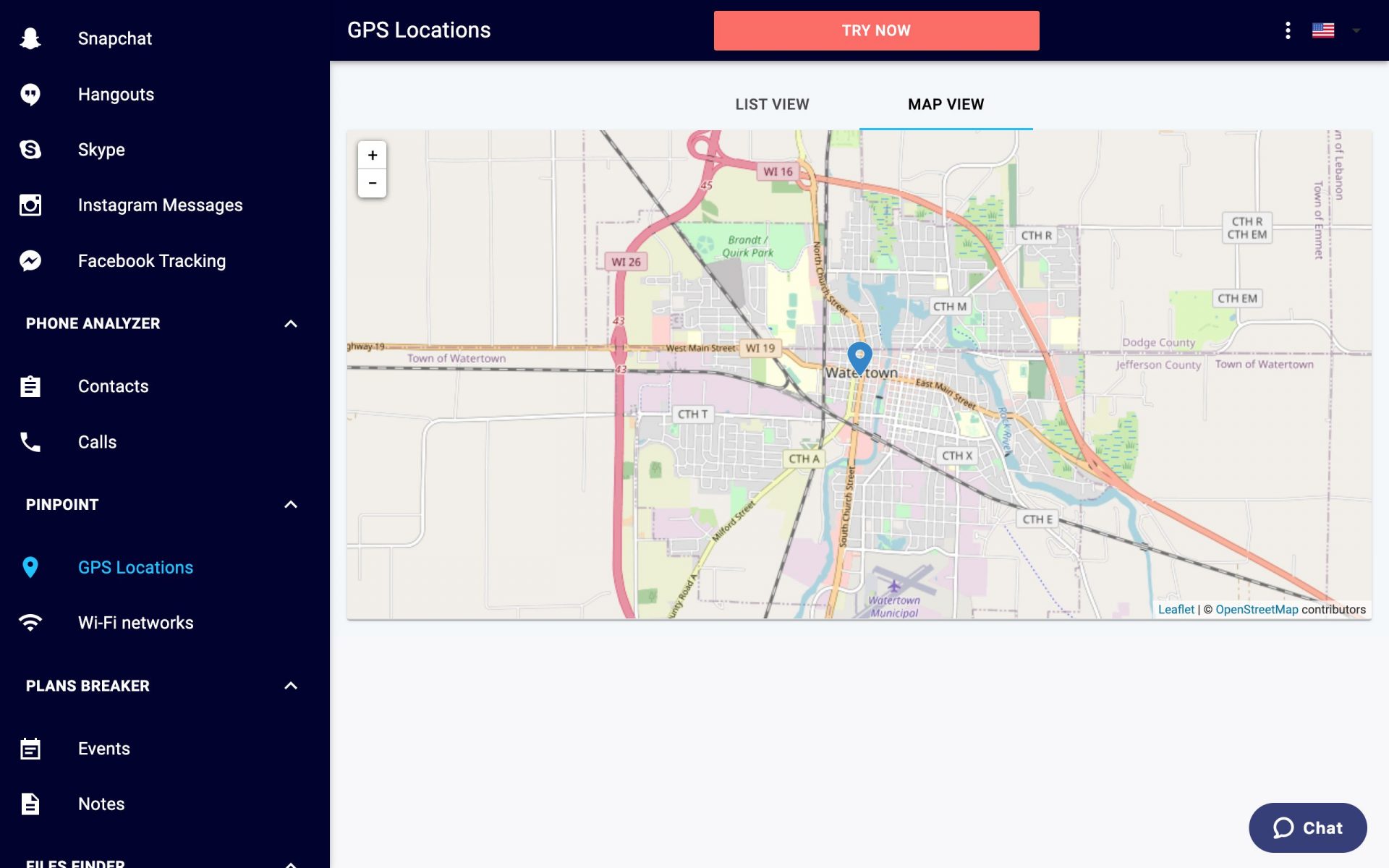 Eyezy GPS-Standorte - Kartenansicht