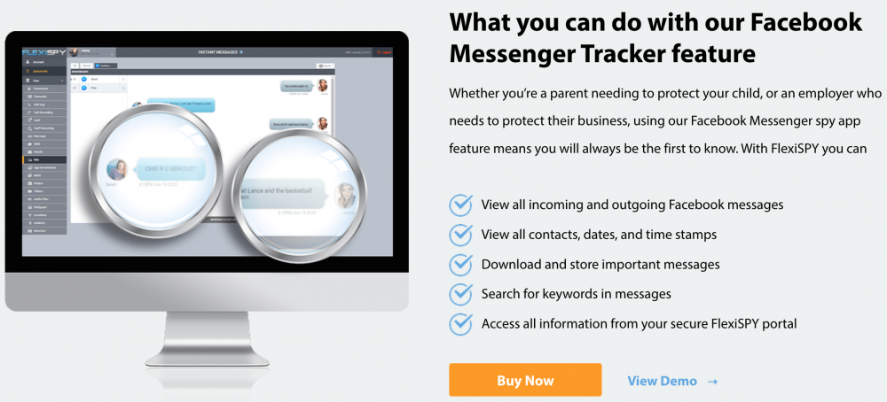 FlexiSPY Facebook Messenger Tracker ominaisuus