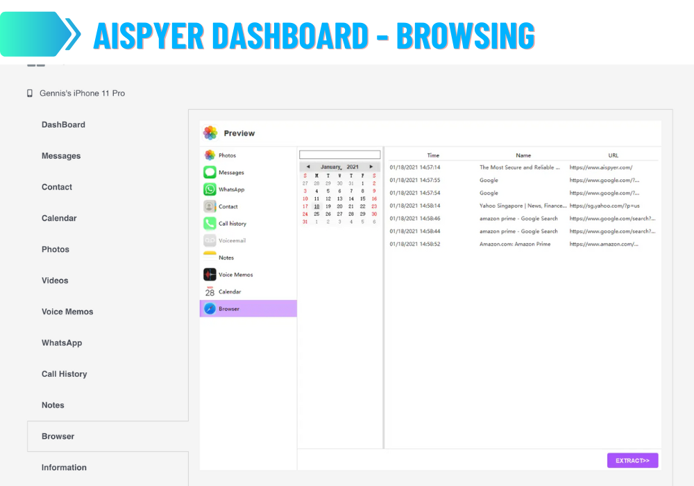 Aispyer Dashboard - Przeglądanie