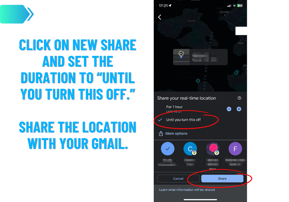 Google Maps - Partagez l'emplacement avec votre Gmail