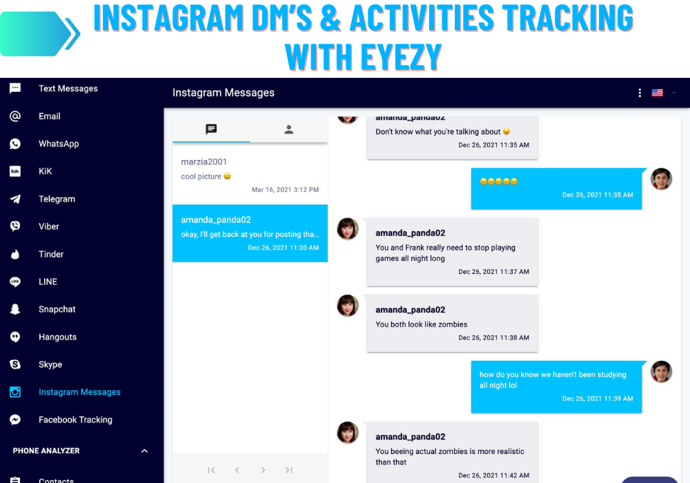 Instagram DM:n ja toimintojen seuranta eyeZy:n avulla