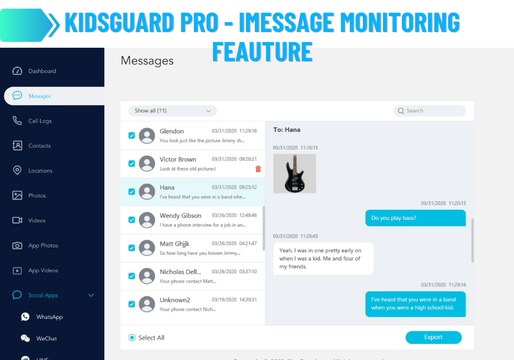 KidsGuard Pro - iMessage izleme özelliği