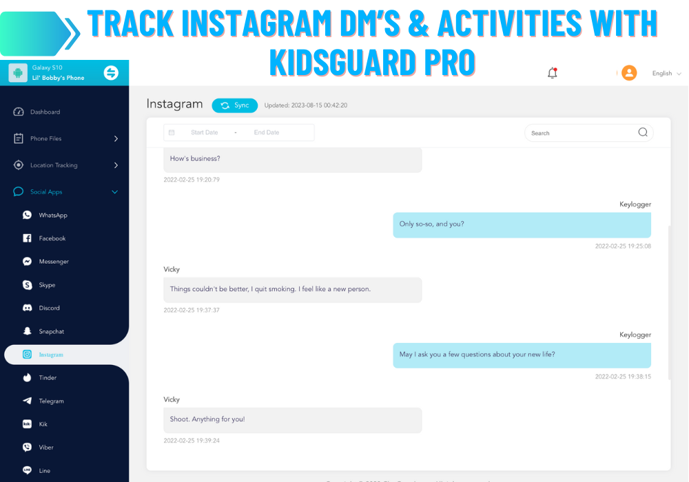 Seuraa Instagram DM:n ja toimintoja KidsGuard Pro:n avulla.