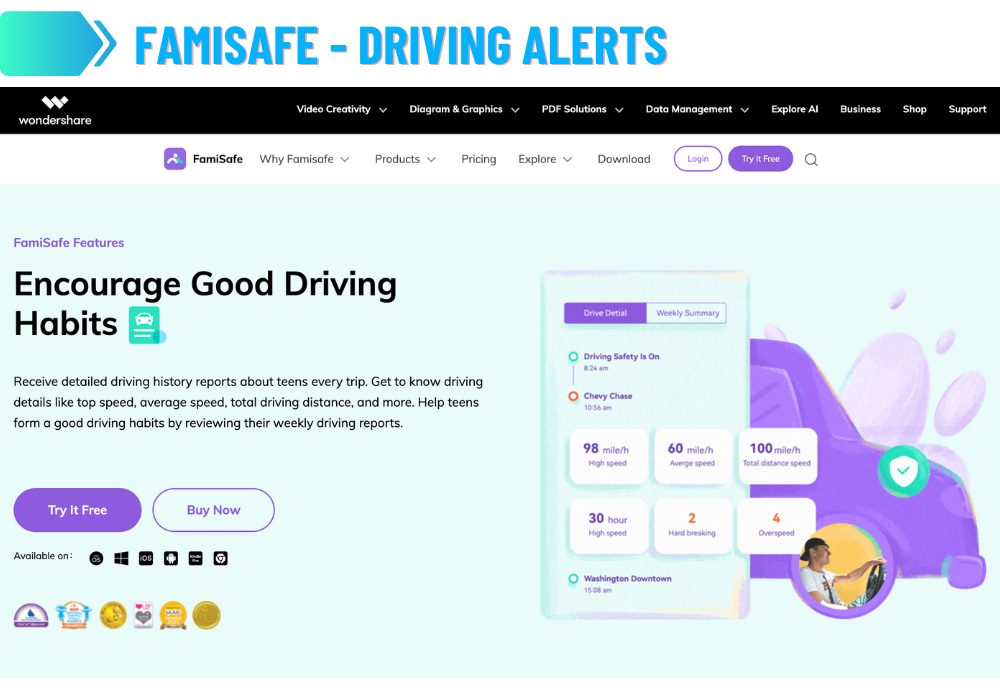 FamiSafe - Avvisi di guida