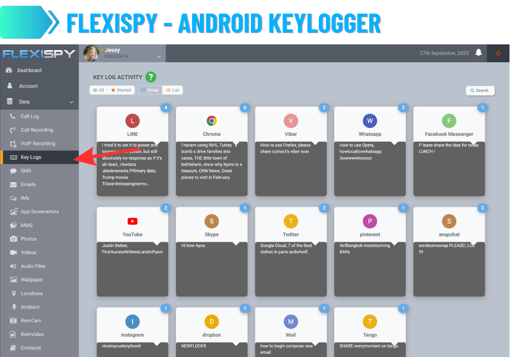 FlexiSPY - Registrador de teclas Android