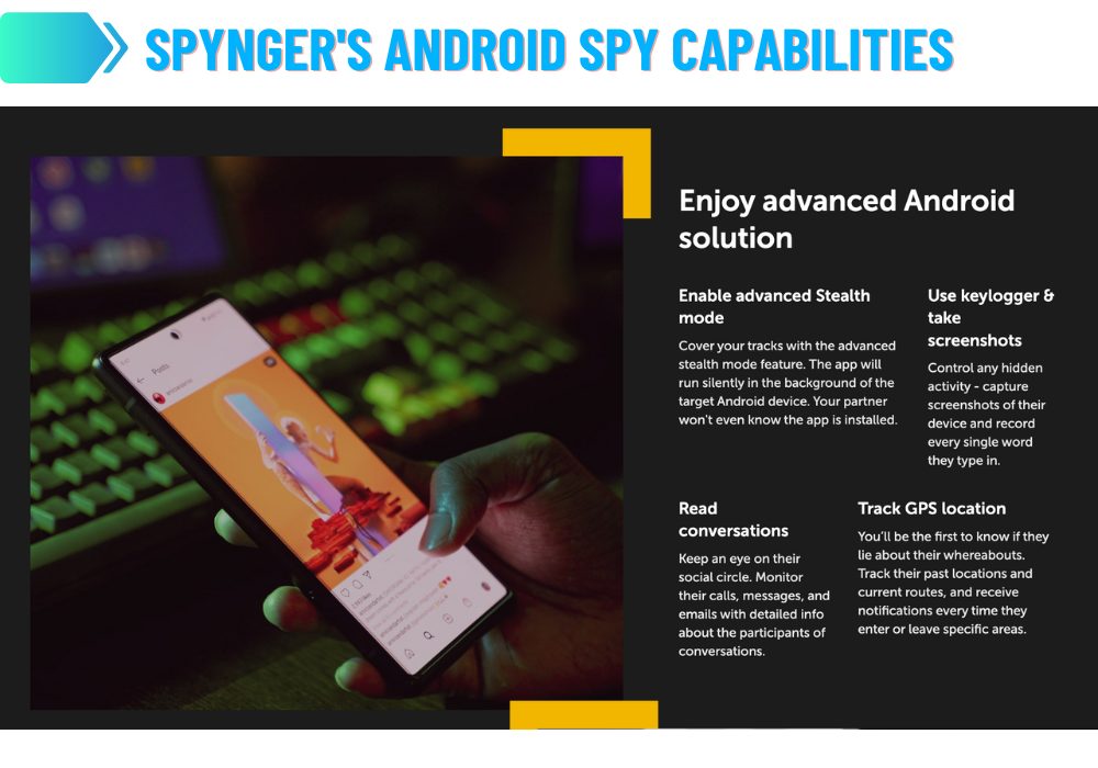 Spynger:n Android:n vakoiluominaisuudet
