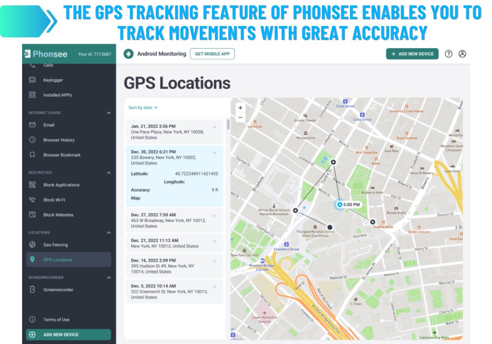 Phonsee Precisie GPS Tracering