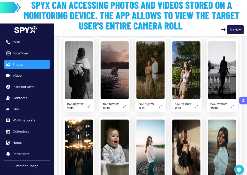 SpyX Pääsy valokuviin ja videoihin