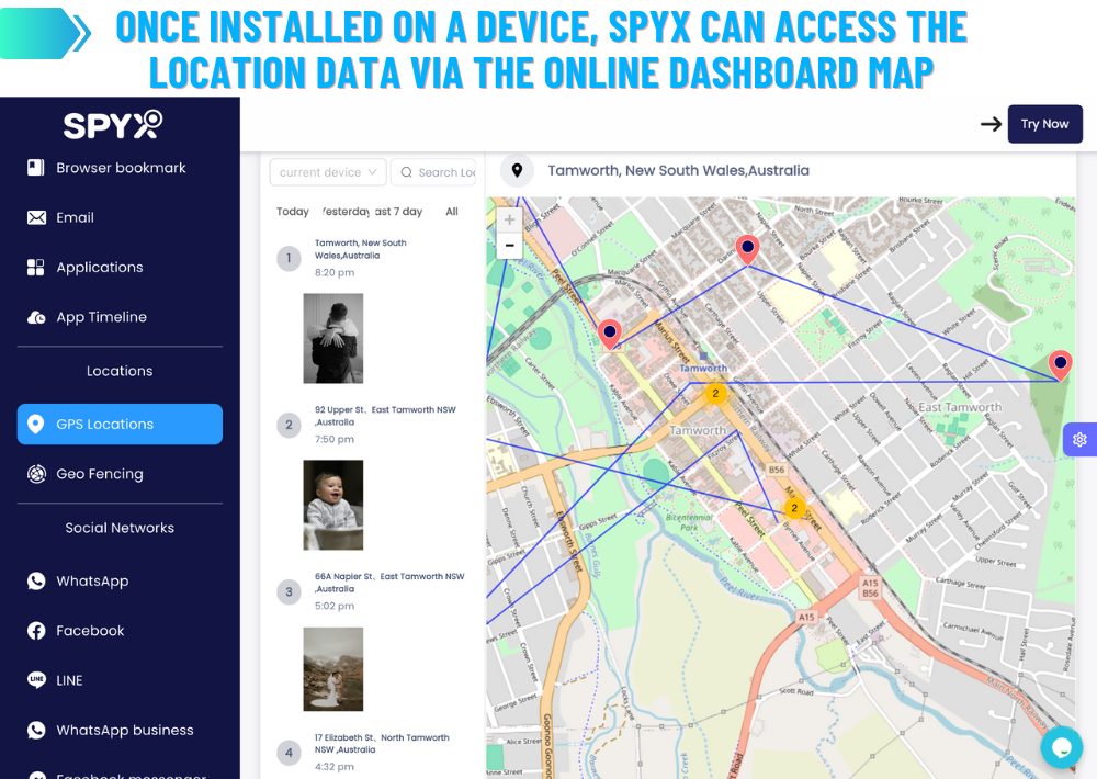 SpyX Rastreamento de localização por GPS