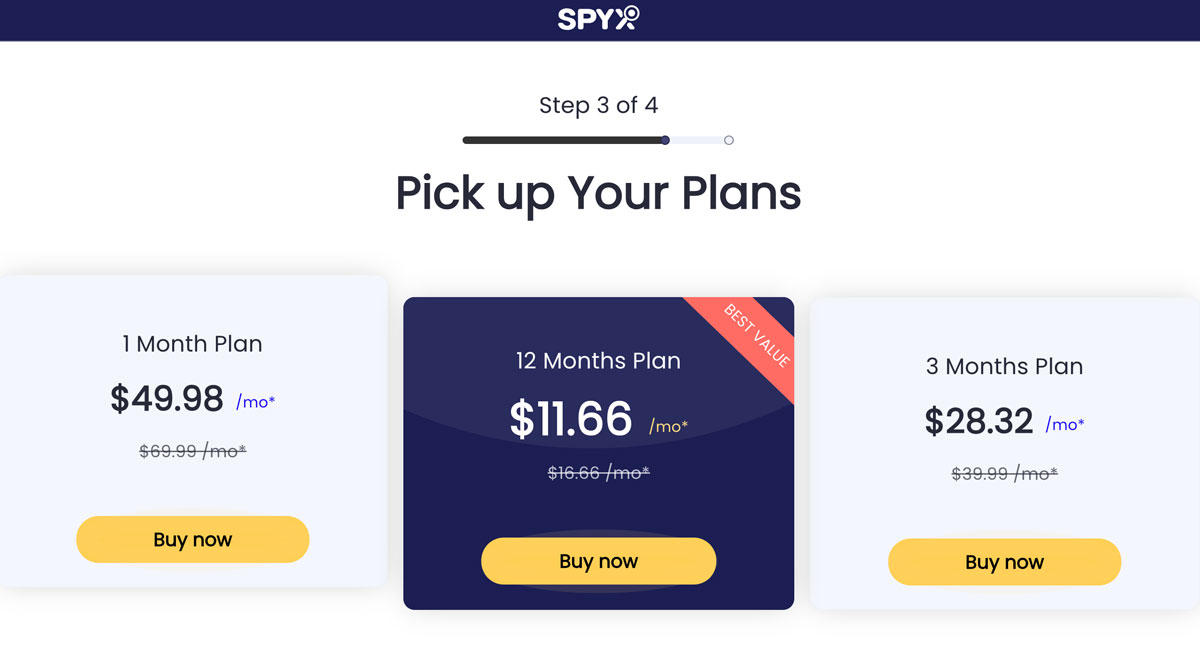 SpyX Fiyatlandırma Planları